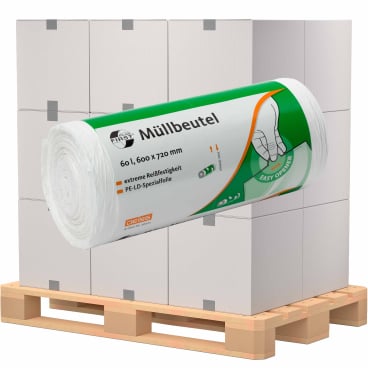 Weisser 60-Liter-Abfallbeutel DEISS FIRST PLUS - ideal für den professionellen Gebrauch - Med-Praxisbedarf
