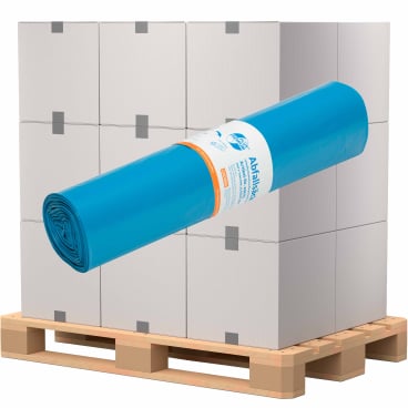 Blaue Müllbeutel 120L Typ 70 DEISS PREMIUM PLUS Meistverkaufte - aufgerollt für praktische Entnahme - Med-Praxisbedarf