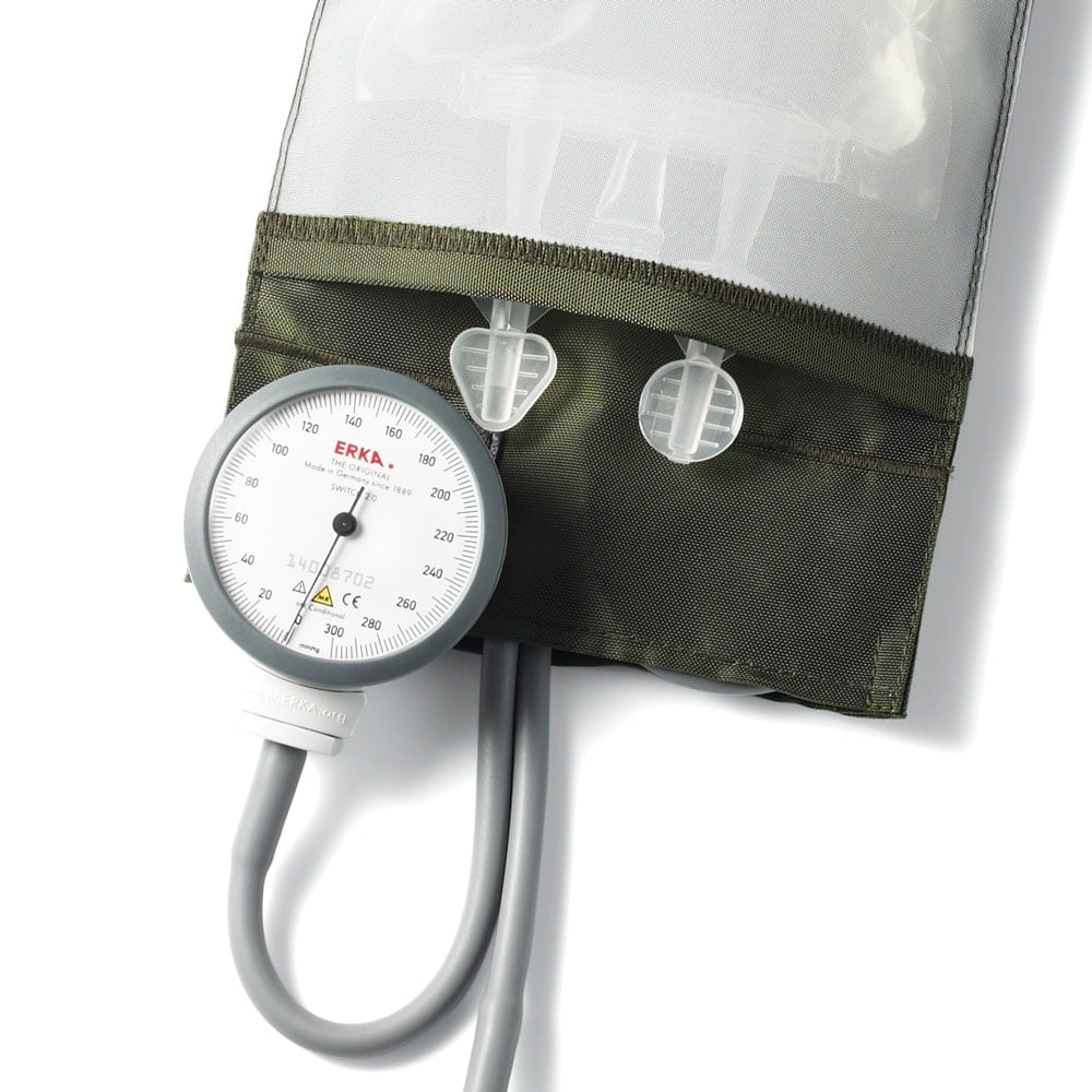 ERKA Druckinfusionsmanschette Detailansicht - Manometer, Druckregulierung, Infusionsset - Med-Praxisbedarf