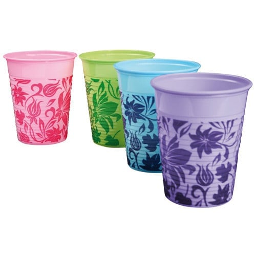 Trinkbecher Flower Einwegbecher - trendiges Blumen-Muster, von EURONDA - Med-Praxisbedarf