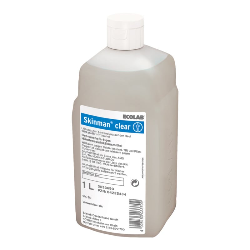Skinman Clear Händedesinfektion - Flasche mit alkoholbasierter Lösung für den medizinischen Bereich - Med-Praxisbedarf