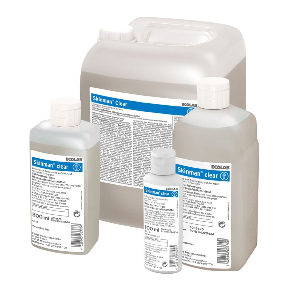 Skinman Clear Händedesinfektionsmittel - Viruzides Desinfektionsmittel von Ecolab für chirurgische Händehygiene - Med-Prax...