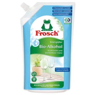 Frosch Bio-Alkohol Klarspüler - für glänzendes Geschirr und Gläser, Einsatz in Arztpraxen - Med-Praxisbedarf
