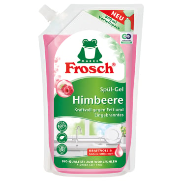 Frosch Himbeere Spülmittel Nachfüllbeutel - hautfreundliches Handspülmittel für Praxen - Med-Praxisbedarf