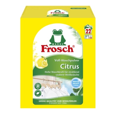 Frosch Voll-Waschpulver Citrus 22 WL - mit Weißkraftformel für professionelle Wäsche - Med-Praxisbedarf
