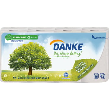 Toilettenpapier 3-lagig naturweiß - hygienisches Danke Papier von Essity - Med-Praxisbedarf