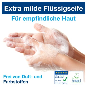 Sanfte Tork Handseife ohne Duftstoffe - S1 und S11 kompatible Flüssigseife für Klinik und Praxis - Med-Praxisbedarf