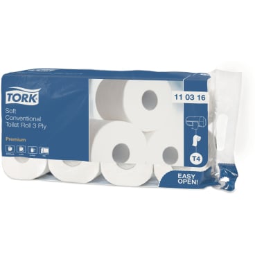 T4 Premium Toilettenpapier 3-lagig weiß von Tork - Kleinrollen-System - Med-Praxisbedarf