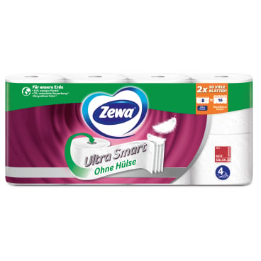 Zewa Ultra Smart Toilettenpapier 4-lagig - Rolle im praktischen Gebinde, ohne Hülse - Med-Praxisbedarf