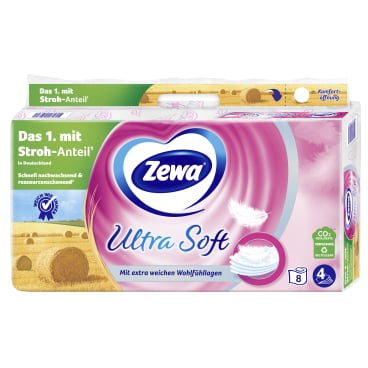 Rolle Zewa Ultra Soft 4-lagig - Toilettenpapier mit Stroh, sanft und reißfest - Med-Praxisbedarf