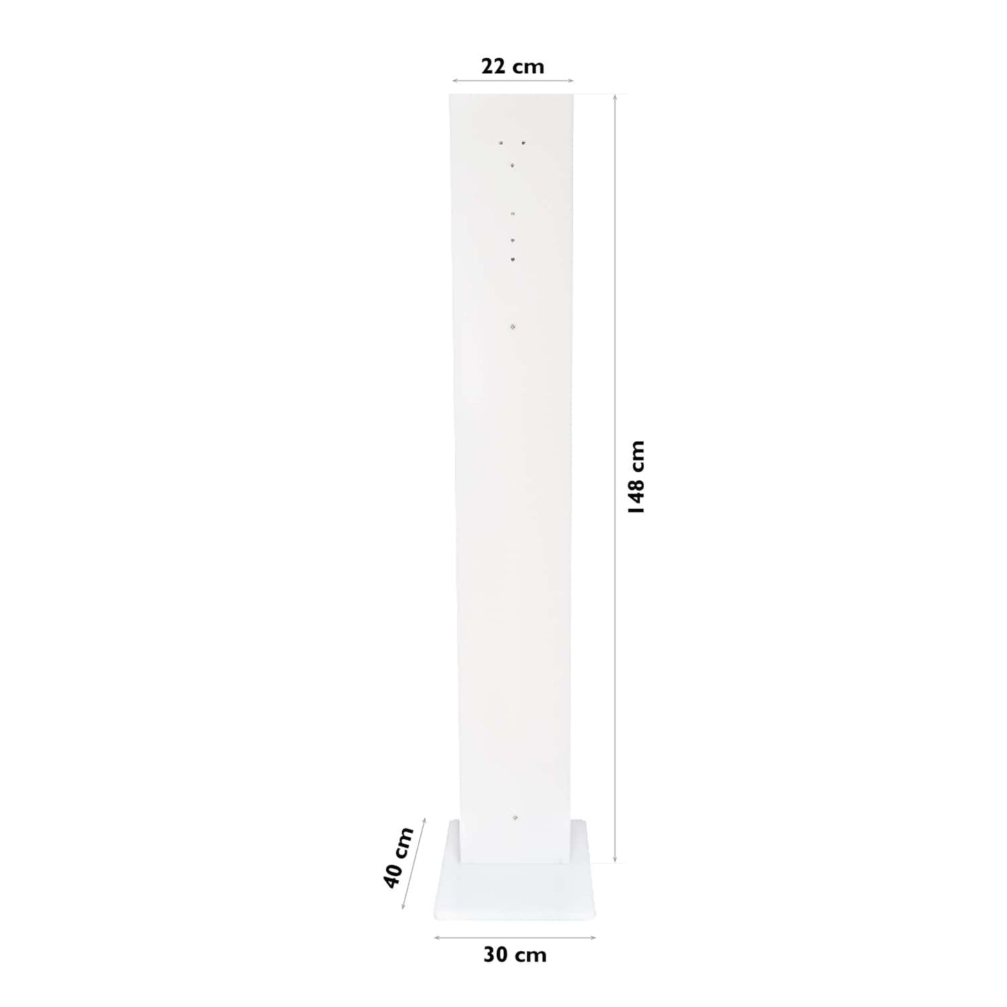 Acrylsäule SD100 Seitenansicht - quadratischer Fuß für maximale Stabilität - Med-Praxisbedarf
