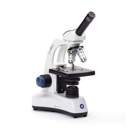 Monokular-Mikroskop Euromex EcoBlue - Schülermikroskop mit LED-Beleuchtung, Objektivrevolver - Med-Praxisbedarf