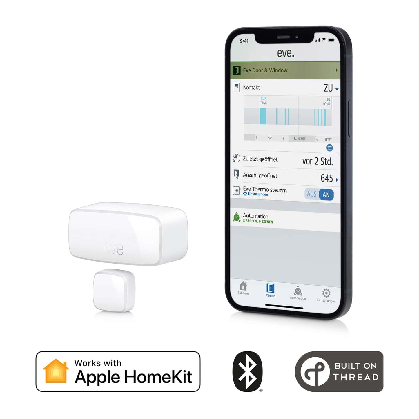 Eve Door & Window Kontaktsensor - Paar aus Sensor und Magnet, einfache Installation - Med-Praxisbedarf