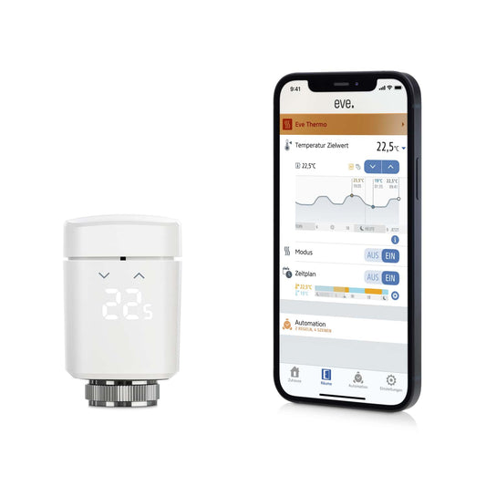 Eve Thermo Heizkörperthermostat - smartes Heizkörperthermostat für Praxisräume, weiß, rund - Med-Praxisbedarf