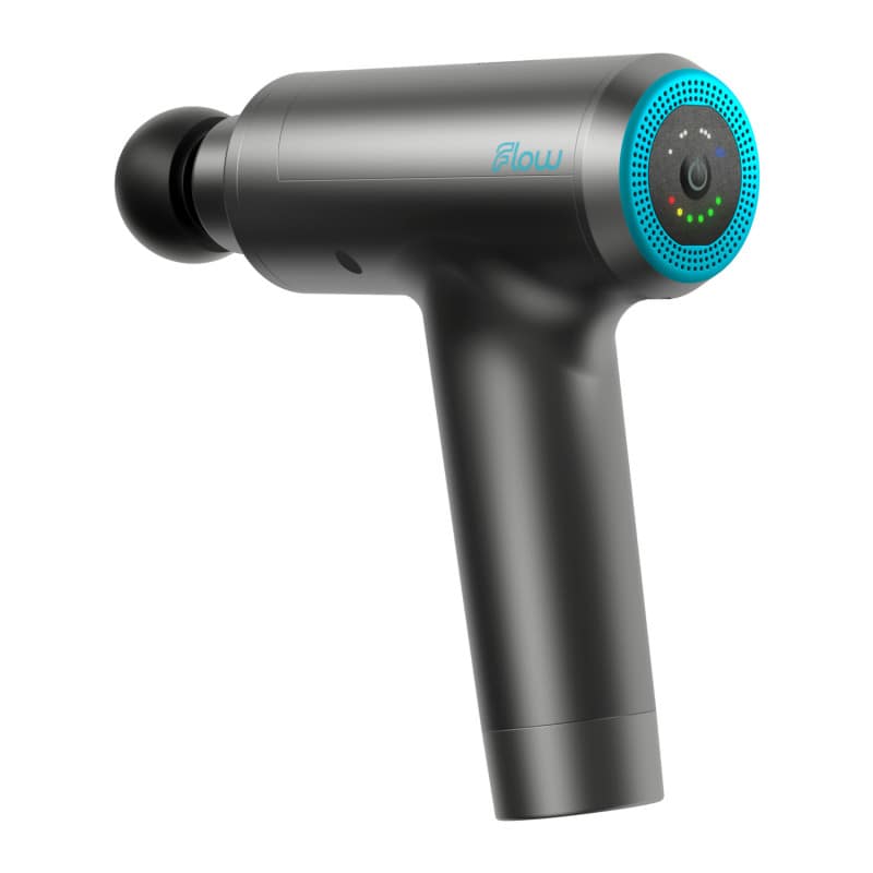 Flow MINI Massagepistole in der Hand - leichtes Vibrationsmassagegerät für Ärzte - Med-Praxisbedarf