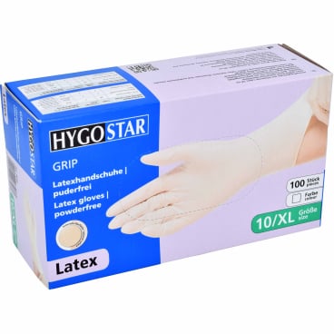 Latexhandschuhe Grip puderfrei weiß - medizinische Einmalhandschuhe mit Griffprofil - Med-Praxisbedarf