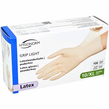 Latexhandschuhe Grip Light puderfrei weiß - texturierte Fingerspitzen für sicheren Griff - Med-Praxisbedarf