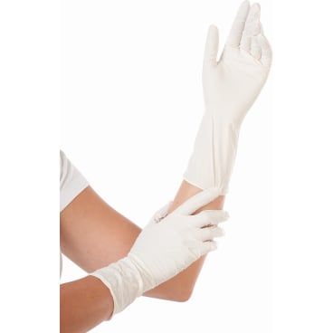 Nitrilhandschuhe Safe Long puderfrei weiß - Lange Einweghandschuhe für den medizinischen Bereich - Med-Praxisbedarf