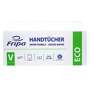 Fripa Papierhandtücher ECO V-Falz 25x23 cm - für mittlere bis hohe Frequenz - Med-Praxisbedarf