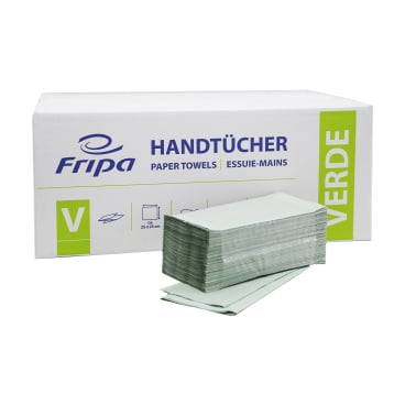 Fripa Papierhandtücher Green V-Falz - 100% recyceltes Papier, 25x23 cm - Med-Praxisbedarf