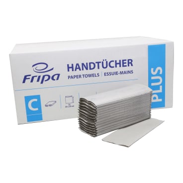Fripa Papierhandtücher Plus Naturell C-Falz - naturbelassen, 25x33 cm - Med-Praxisbedarf