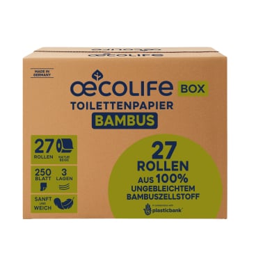 Fripa oecolife Toilettenpapier aus Bambus - 3-lagig, 100% ungebleicht, nachhaltig - Med-Praxisbedarf
