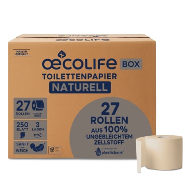Fripa oecolife Toilettenpapier Naturell - 3-lagiges Hygienepapier für Kliniken und Pflegeeinrichtungen - Med-Praxisbedarf
