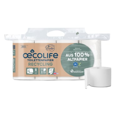 Fripa oecolife Toilettenpapier RECYCLING weiß - 3-lagig, aus 100% recyceltem Material - Med-Praxisbedarf