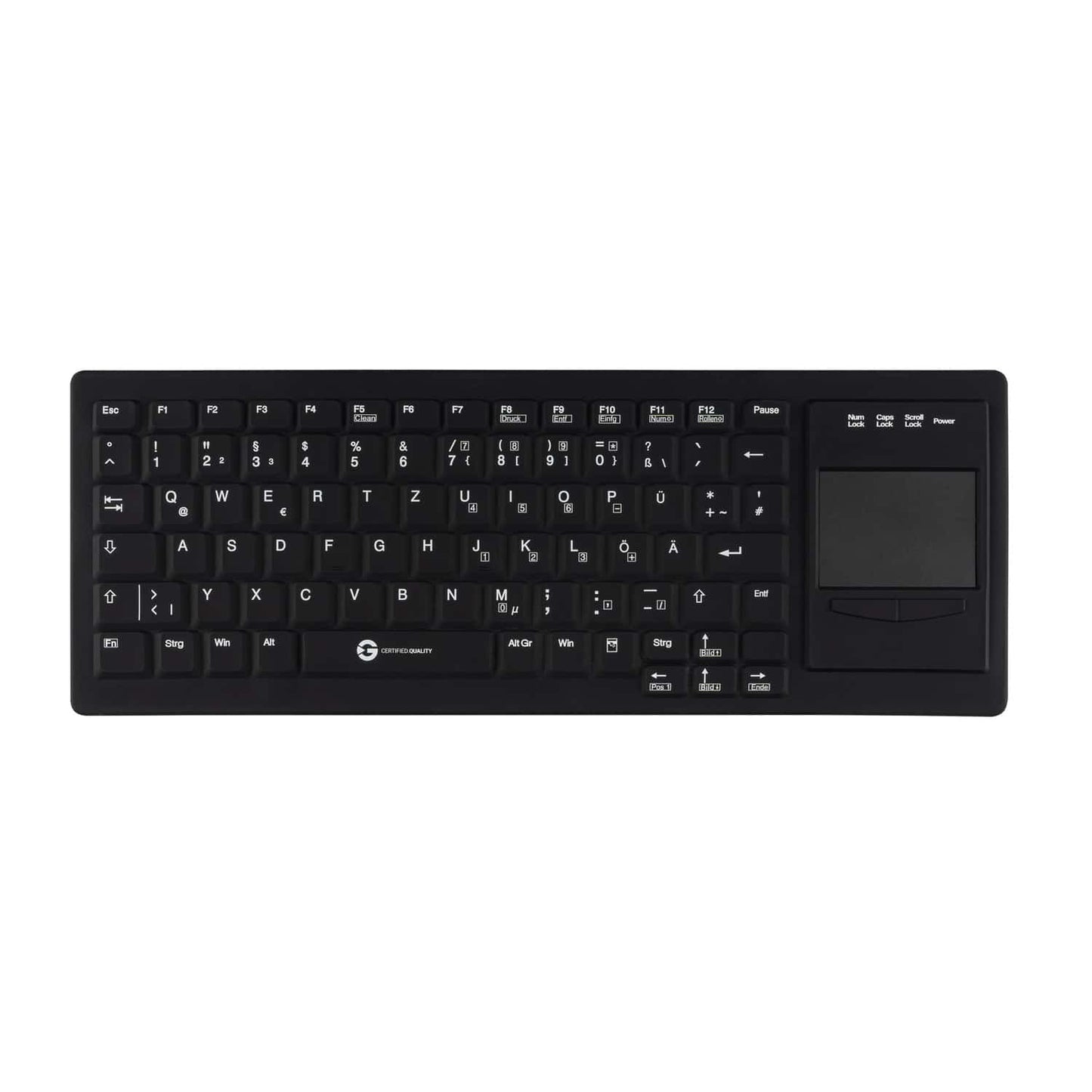 Cleantype Xtra Touch Protect Tastatur Frontansicht - flaches Design, medizinische Tastatur für den Klinikeinsatz - Med-Pra...