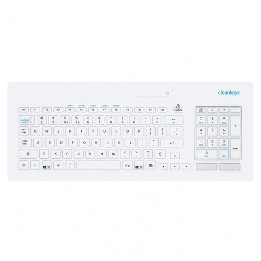 GETT Cleankeys Glas-Tastatur CK5 - robuste Glastastatur für medizinische Umgebungen, wasserdicht - Med-Praxisbedarf