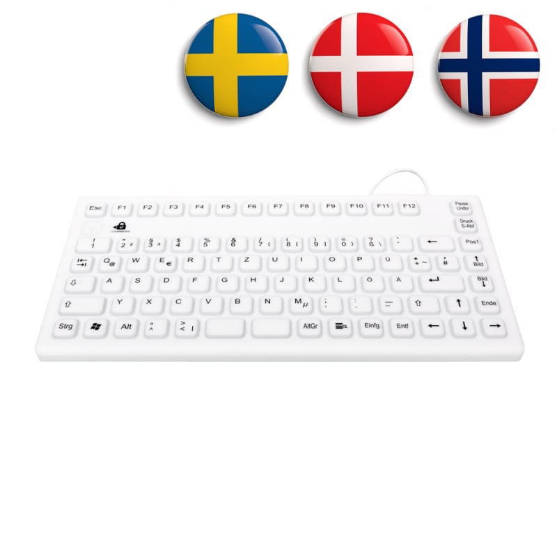 GETT Silikon-Tastatur auf Arbeitsfläche - hygienische, wasserdichte Tastatur für den Gesundheitsbereich - Med-Praxisbedarf