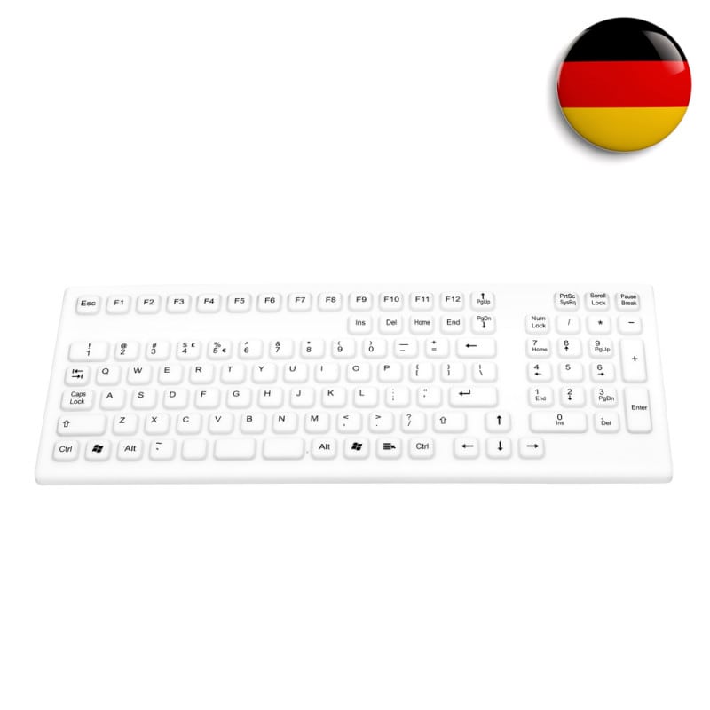 Silikon-Tastatur mit deutscher Tastenbelegung - QWERTZ-Layout, leise Tasten, medizinischer Einsatz - Med-Praxisbedarf