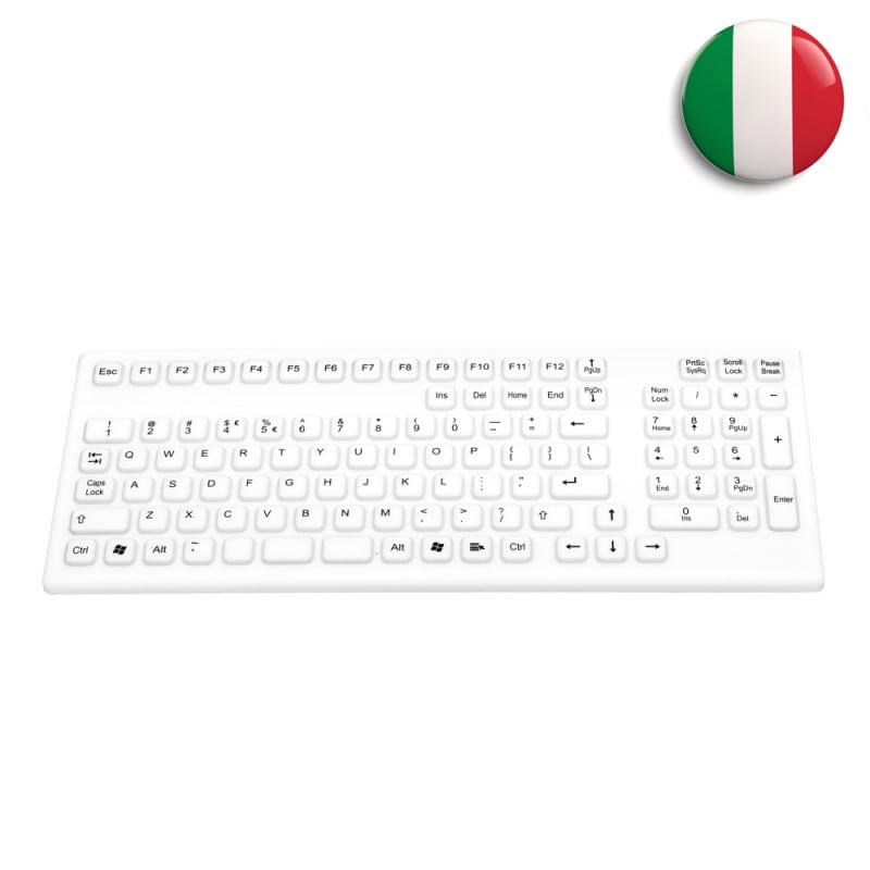 Silikon-Tastatur Detailansicht der Tasten - präzise Beschriftung, flüssigkeitsdicht nach Schutzart IP68 - Med-Praxisbedarf