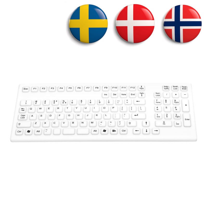 Silikon-Tastatur mit Kabelanschluss - USB-Verbindung, für den stationären Gebrauch in medizinischen Einrichtungen - Med-Pr...