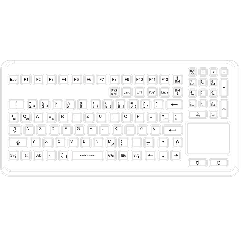 Silikon-Tastatur mit großem Touch-Pad - präzise Cursor-Steuerung, wasserdicht, deutsche Tastatur - Med-Praxisbedarf