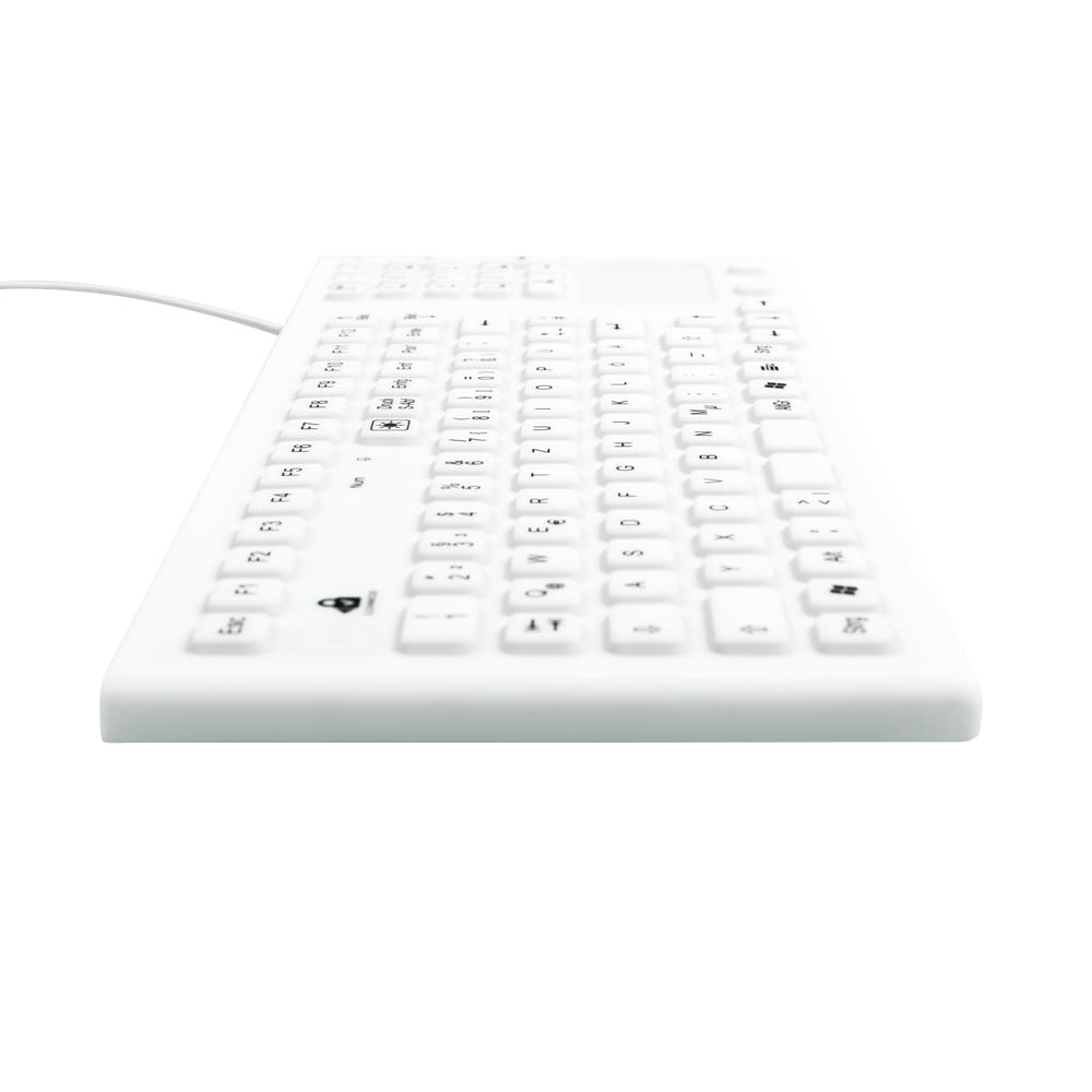 Silikon-Tastatur GETT mit Touch-Pad von oben - kompaktes Design, spritzwassergeschützt, medizinisch - Med-Praxisbedarf