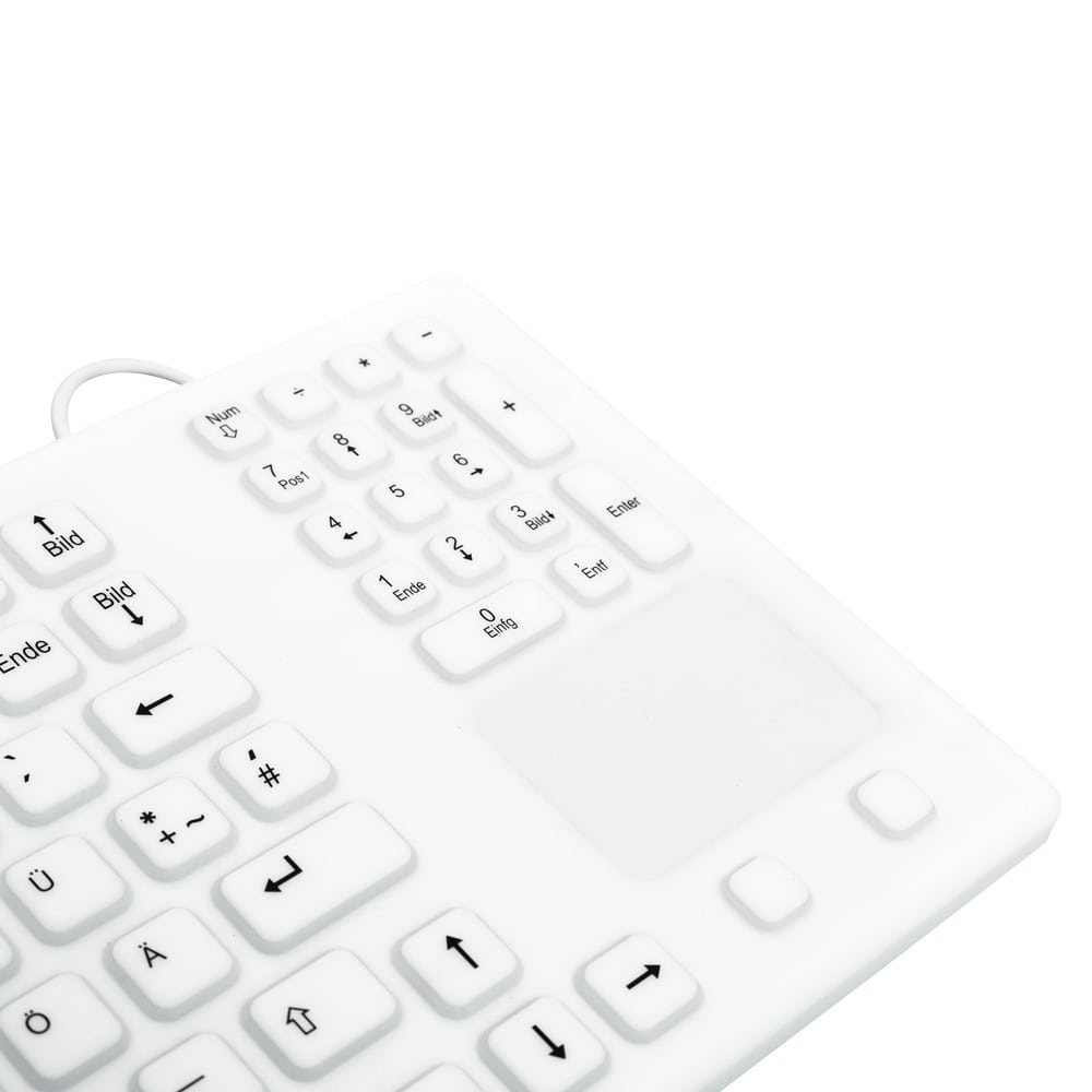 Silikon-Tastatur mit Multi-Touch-Pad - unterstützt Gesten, für sterile Umgebungen, USB - Med-Praxisbedarf
