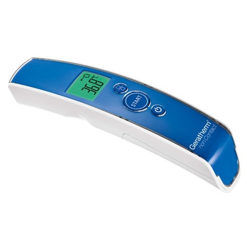 Geratherm Infrarot Fieberthermometer in Anwendung - schnelle Messung via Display - Med-Praxisbedarf