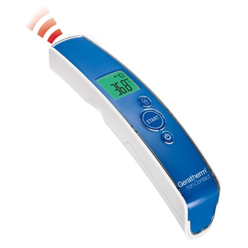 Geratherm non contact Thermometer Frontansicht - modernes Design mit LCD-Anzeige - Med-Praxisbedarf
