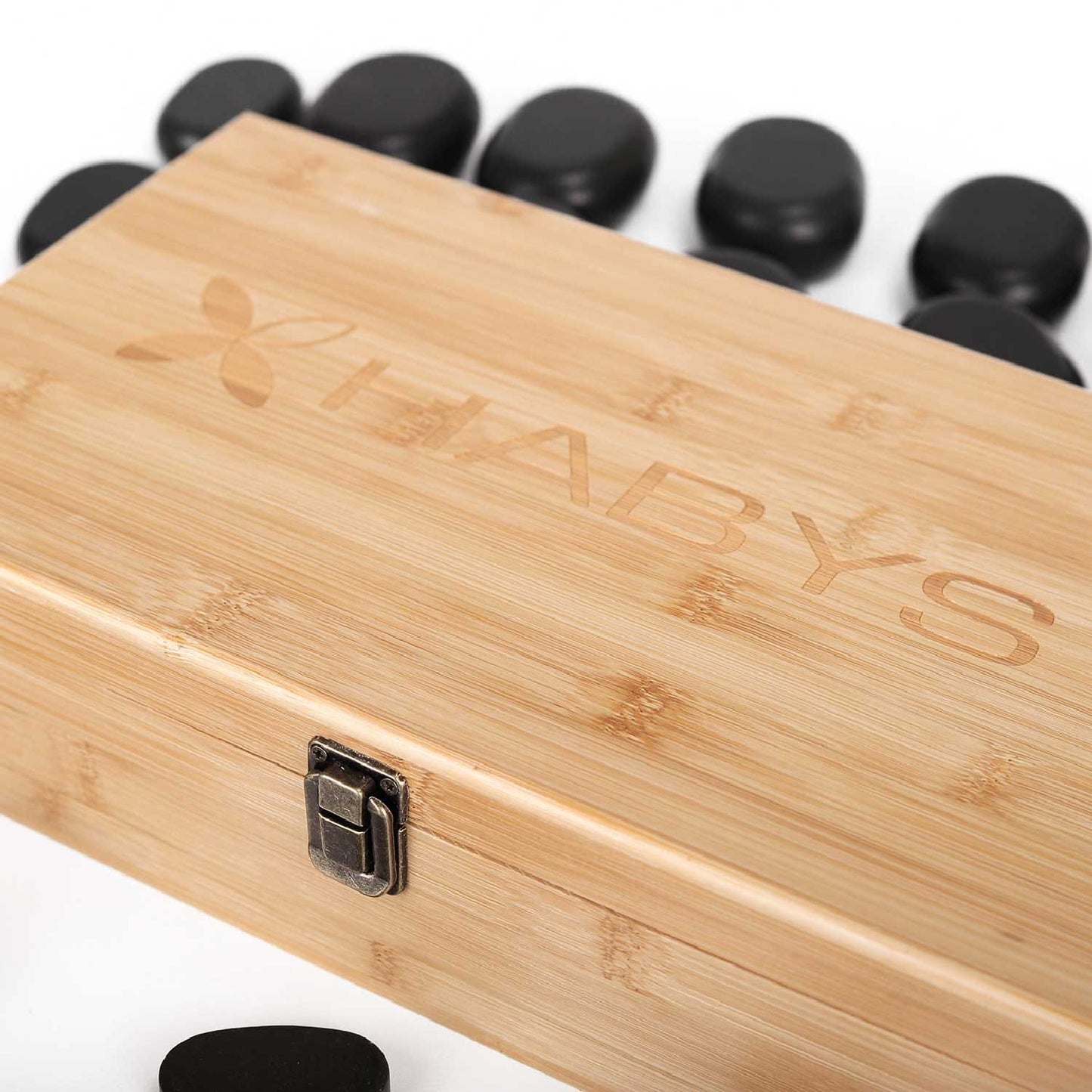 HABYS Hot Stones Basaltsteine Set - 45 Steine für Hot Stone Massage - Med-Praxisbedarf