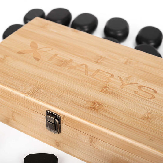 HABYS Hot Stones Basaltsteine Set - 45 Steine für Hot Stone Massage - Med-Praxisbedarf