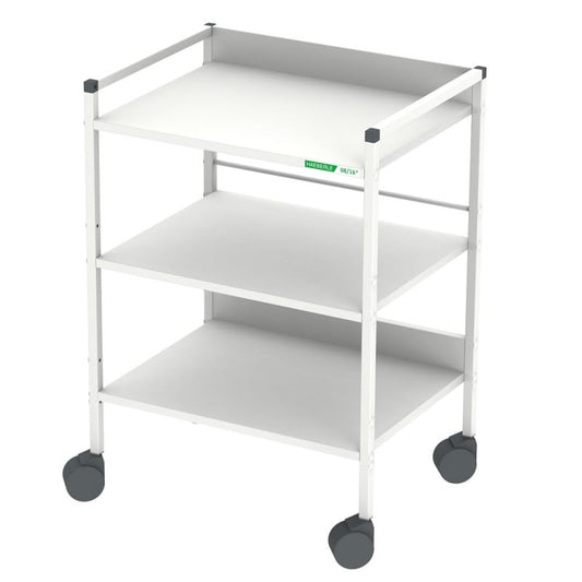 Fahrbarer Regalwagen 60x45x83cm von HAEBERLE - 08/16-Serie mit drei Ebenen und Lenkrollen - Med-Praxisbedarf