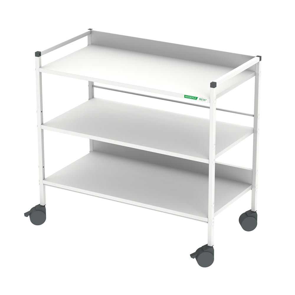 Regalwagen mit Ablage - mobiler Wagen für Arztpraxis, mehrere Ebenen, Edelstahl-Korpus - Med-Praxisbedarf