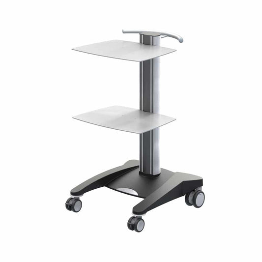 fuego-metal 2 Gerätewagen - zwei Metall-Ablageplatten in Telegrau (RAL 7045) - Med-Praxisbedarf