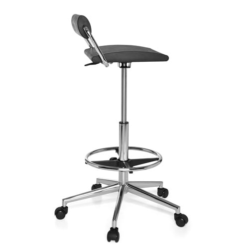 Arbeitsstuhl mit Lordosenstütze - Detail der ergonomischen Rückenlehne und Lendenwirbelstütze - Med-Praxisbedarf