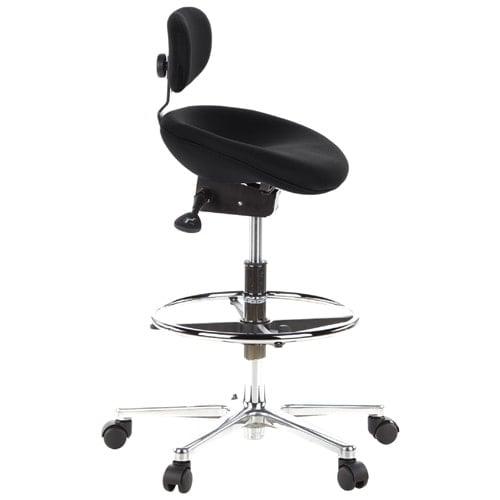 Ergonomischer Drehhocker Seitenprofil - zeigt Sitzkomfort und Drehfunktion - Med-Praxisbedarf