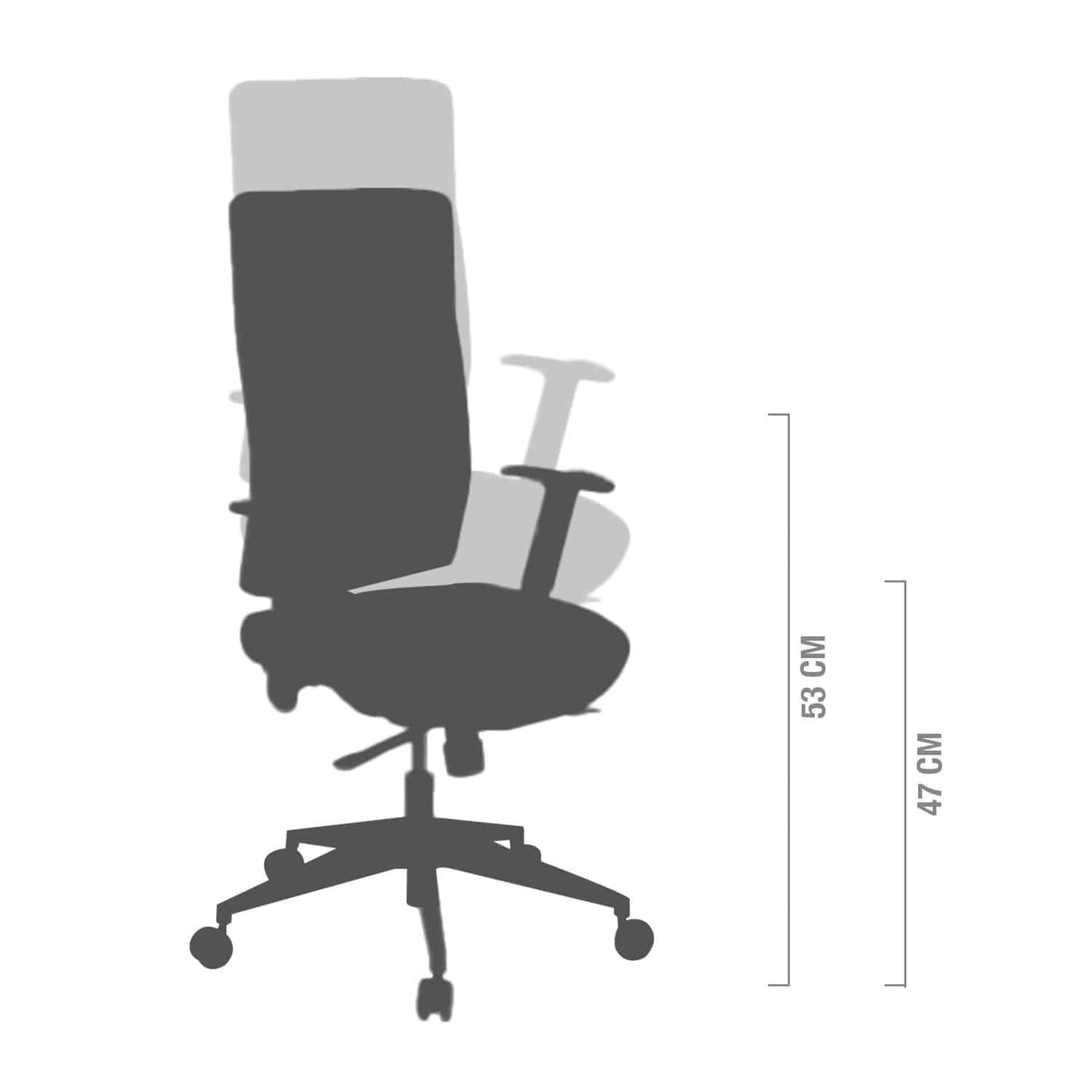 Schreibtischstuhl in Seitenansicht - zeigt Synchronmechanik und ergonomische Sitzschale - Med-Praxisbedarf