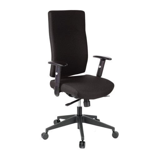 Schreibtischstuhl in Nutzung - ergonomische Sitzposition für lange Arbeitstage - Med-Praxisbedarf