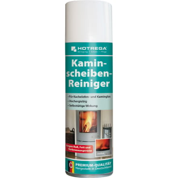 Kaminscheiben-Reiniger als Hochleistungs-Aktivschaum - HOTREGA® für Kaminglas und Ofenscheiben - Med-Praxisbedarf