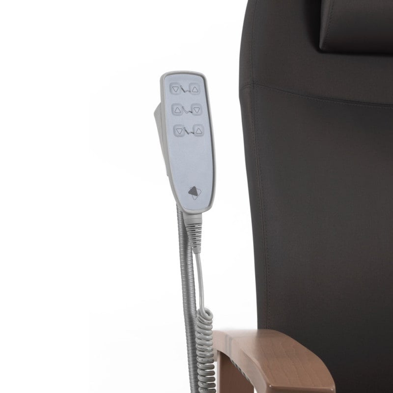 Elektrischer Pflegesessel in Sitzposition - Mit Seitenteilen und Armlehnen, beige Bezug - Med-Praxisbedarf